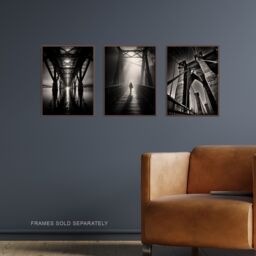 Artery8 Set of 3 Black & White Bridges Atmospheric Photographs in Different Angles Unframed Wall Art Living Room Poster Prints Pack - thumbnail 2