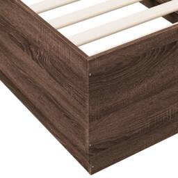 Berkfield Home Bed Frame with LED without Mattress Brown Oak 90x190 cm Single - thumbnail 9