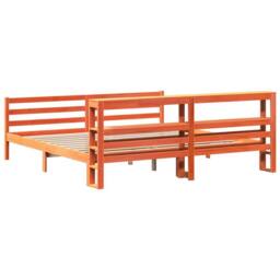 Berkfield Home Sleek Bed Frame Frame Wax Brown 180x200 cm Super King Solid Wood Pine - thumbnail 8
