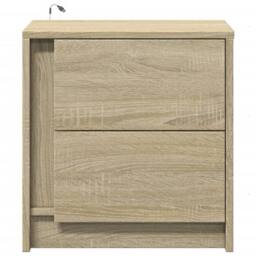 Berkfield Home Bedside Cabinets with LED Lights 2 pcs Sonoma Oak Engineered Wood in Natural - thumbnail 6