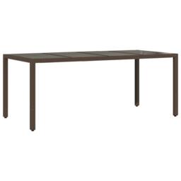 Berkfield Home Garden Table with Glass Top Brown 190x90x75 cm Poly Rattan - Size: 190 x 90 x 75 cm - thumbnail 3