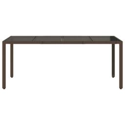 Berkfield Home Garden Table with Glass Top Brown 190x90x75 cm Poly Rattan - Size: 190 x 90 x 75 cm - thumbnail 4