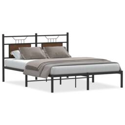 Berkfield Home Bed Frame without Mattress Brown Oak 140x190 cm Engineered Wood - thumbnail 1