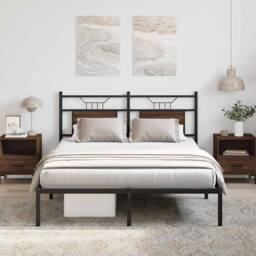 Berkfield Home Bed Frame without Mattress Brown Oak 140x190 cm Engineered Wood - thumbnail 4
