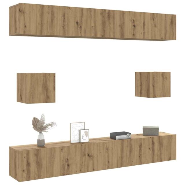 Berkfield Home 6 Piece TV Cabinet Set Wall-mounted Artisan Oak Engineered Wood - image 1