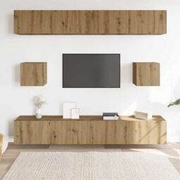 Berkfield Home 6 Piece TV Cabinet Set Wall-mounted Artisan Oak Engineered Wood - thumbnail 3