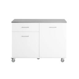 SoBuy Mobile Kitchen Island - Stainless Steel Top in White - thumbnail 3