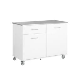 SoBuy Mobile Kitchen Island - Stainless Steel Top in White - thumbnail 2