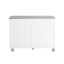 SoBuy Mobile Kitchen Island - Stainless Steel Top in White - thumbnail 4