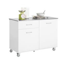 SoBuy Mobile Kitchen Island - Stainless Steel Top in White - thumbnail 6