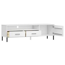 Berkfield Home TV Cabinet with Metal Legs White Solid Wood Pine OSLO - thumbnail 5