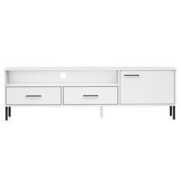 Berkfield Home TV Cabinet with Metal Legs White Solid Wood Pine OSLO - thumbnail 4
