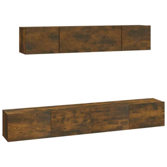Berkfield Home 4 Piece TV Cabinet Set Smoked Oak Engineered Wood in Brown - image 1