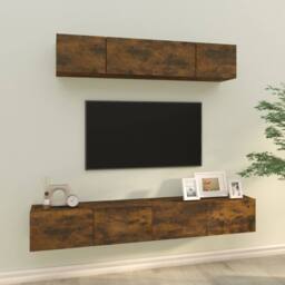 Berkfield Home 4 Piece TV Cabinet Set Smoked Oak Engineered Wood in Brown - thumbnail 2