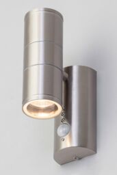 BHS Lighting Delting Up & Down Outdoor Wall Light with Sensor in Metallic Silver - thumbnail 1