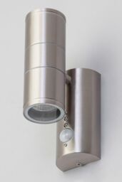 BHS Lighting Delting Up & Down Outdoor Wall Light with Sensor in Metallic Silver - thumbnail 2