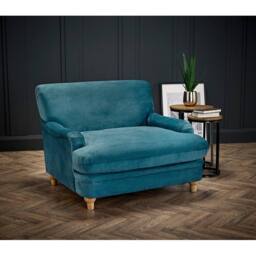 Lemon Pavilion Furniture Plumpton Chair - Velvet - L109 x W106 x H84 cm - Peacock Blue in Dark Blue - thumbnail 3