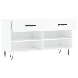 Berkfield Home Shoe Bench High Gloss White 102x35x55 cm Engineered Wood - Size: 102 x 35 x 55 cm - thumbnail 5