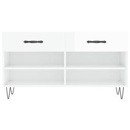 Berkfield Home Shoe Bench High Gloss White 102x35x55 cm Engineered Wood - Size: 102 x 35 x 55 cm - thumbnail 6