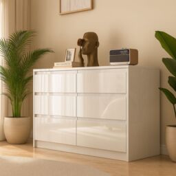 Harmin High Gloss Sleek Handleless 6 Drawer Chest Of Drawers in White - thumbnail 1