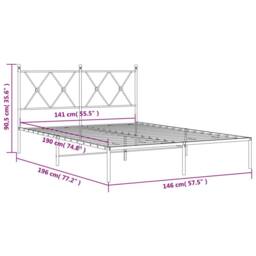 Berkfield Home Metal Bed Frame without Mattress with Headboard White 140x190cm - Size: 140x190 cm - thumbnail 8