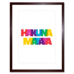 "Artery8 Wall Art Print Hakuna Matata Colourful Typography Framed in Brown - Size: W7"" x H9""" - thumbnail 1