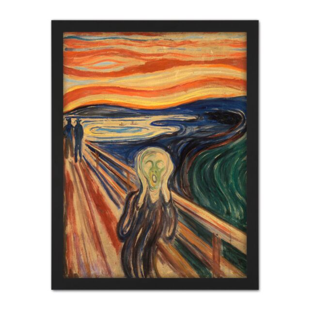 "Artery8 Wall Art Print Munch The Scream Large Framed Wall Décor Art in Black - Size: W18"" x H24""" - image 1