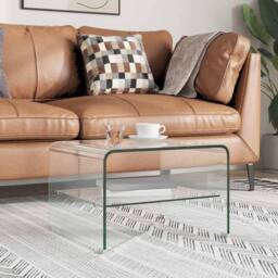 Berkfield Home Coffee Table Clear 50x45x33 cm Tempered Glass - Size: 50 x 45 x 33 cm - thumbnail 2