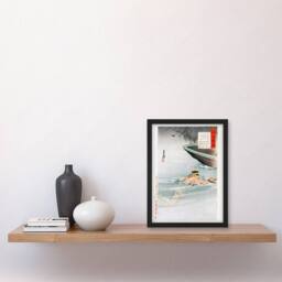 Artery8 Sergeant Kawasaki Stealing Enemy Boat Framed Wall Art Print Ogata Gekko in Blue - Size: A4 - thumbnail 4