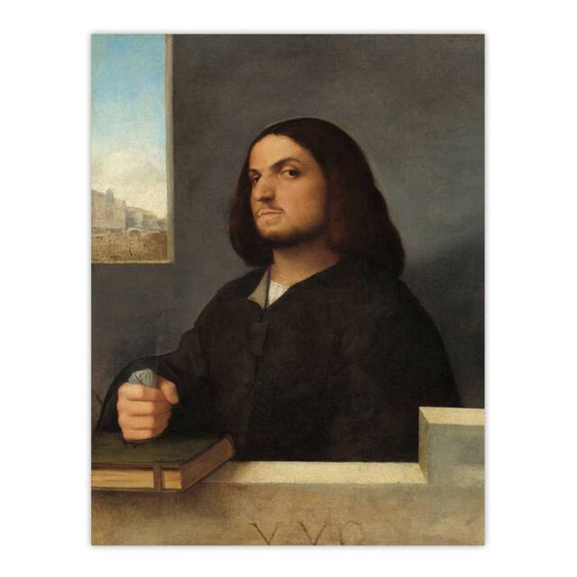 "Artery8 Giorgione Portrait of a Venetian Gentleman Wall Art Print in Grey - Size: W12"" x H16""" - image 1
