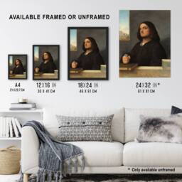"Artery8 Giorgione Portrait of a Venetian Gentleman Wall Art Print in Grey - Size: W12"" x H16""" - thumbnail 3
