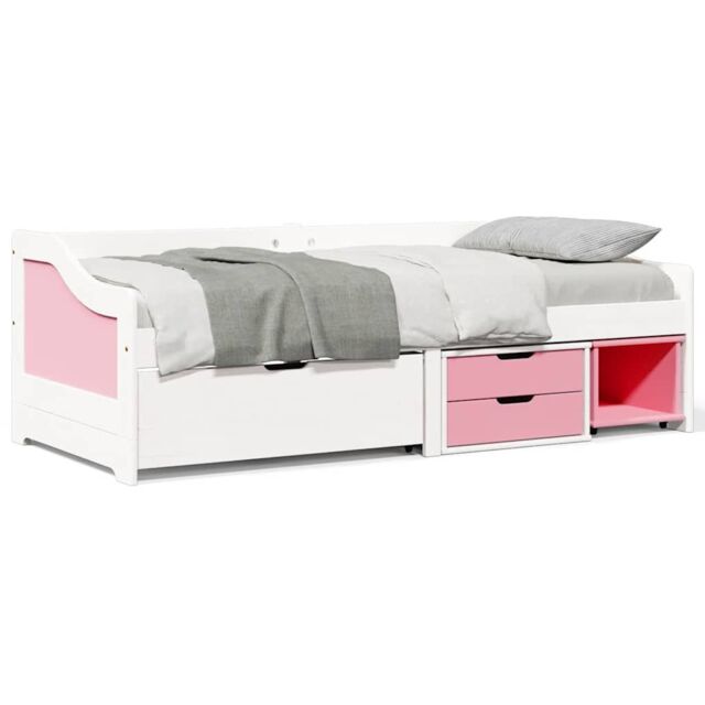 Berkfield Home Day Bed with 3 Drawers without Mattress IRUN White&Pink 90x200 cm in Pink - image 1