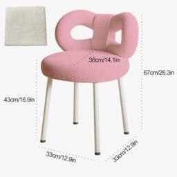 Ventryn Stylish Butterfly Backrest Chair, Ideal for Vanity & Desk Use in Pink - thumbnail 2