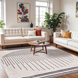 Livabliss Fossay Shag-Washable Beige Brown Green Grey Global High Pile Rug in Charcoal - Size: 120 cm x 170 cm - thumbnail 1