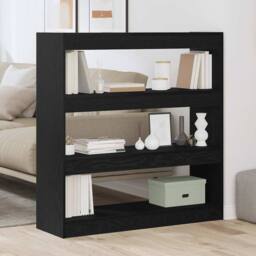 Berkfield Home Book Cabinet/Room Divider Black Oak 100x30x103cm Engineered Wood - Size: 100 x 30 x 103 cm - thumbnail 4