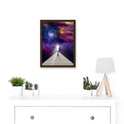Artery8 Man Before Keyhole Surreal Abstract Space Nebula Galaxy A4 Artwork Framed Wall Art Print in Brown - thumbnail 2