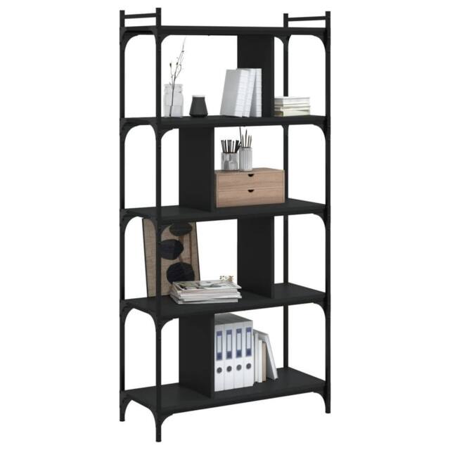 Berkfield Home Decorative Bookcase 5-Tier Black 76x32x158 cm Engineered Wood - Size: 76 x 32 x 158 cm - image 1