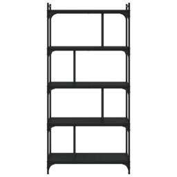 Berkfield Home Decorative Bookcase 5-Tier Black 76x32x158 cm Engineered Wood - Size: 76 x 32 x 158 cm - thumbnail 4