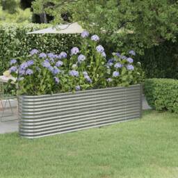 Berkfield Home Garden Raised Bed Powder-coated Steel 260x40x68 cm Silver - Size: 260 x 40 x 68 cm - thumbnail 2
