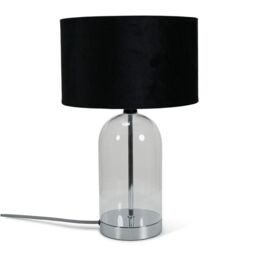 ValueLights Jessy Chrome Glass Table Lamp With Black Velvet Shade in Silver - thumbnail 2