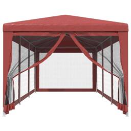 Berkfield Home Party Tent with 8 Mesh Sidewalls Red 3x9 m HDPE - thumbnail 3
