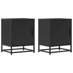 Berkfield Home Bedside Cabinets 2 pcs Black 40x31x50 cm Engineered Wood & Metal - Size: 40 x 31 x 50 cm - thumbnail 2