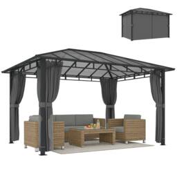OUTSUNNY 3 x 4 m Hardtop Gazebo with PC Roof, Aluminium Frame, Dark Grey - Size: 3m x 4m - thumbnail 2