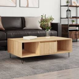 Berkfield Home Coffee Table Sonoma Oak 104x60x35 cm Engineered Wood in Light Tan - Size: 104 x 60 x 35 cm - thumbnail 2