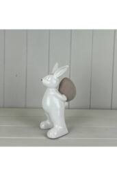 KDMD Charming Ceramic White Rabbit Holding an Egg - thumbnail 2