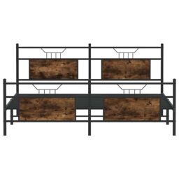 Berkfield Home Metal Bed Frame without Mattress Smoked Oak 160x200 cm in Brown - thumbnail 6