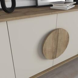 Decortie 'Gora' Four Door Sideboard with Chipboard Handles & Metal Legs in Cream - Size: 3 Pack - thumbnail 3