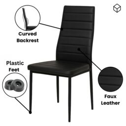KOSY KOALA Wooden Dining Table with 4 Black Leather Chairs - Dining Kitchen Room Furniture in Brown - thumbnail 6