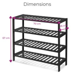 Neo 4 Tier Bamboo Wooden Shoe Storage in Jet Black - thumbnail 7