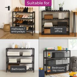 Neo 4 Tier Bamboo Wooden Shoe Storage in Jet Black - thumbnail 4